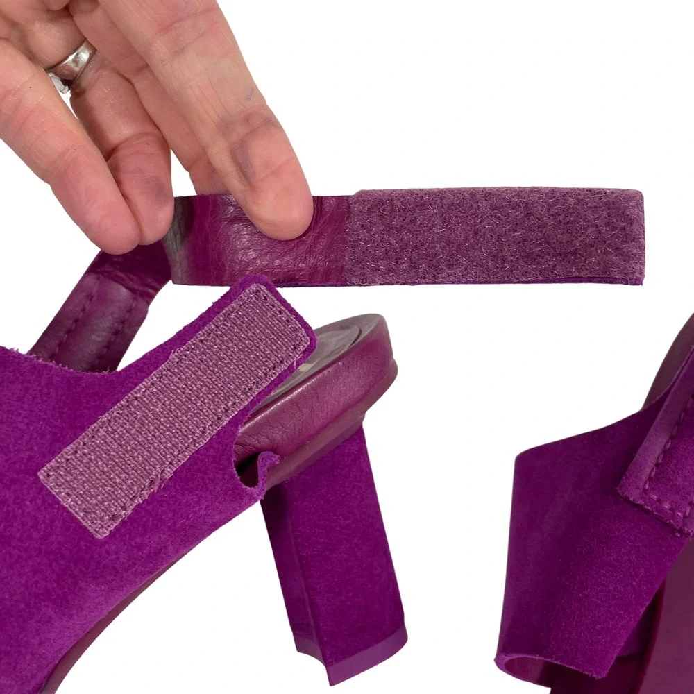 NWT Pedro Garcia Collins Purple Suede Slingback Block Heel Sandals Size 40 US 10